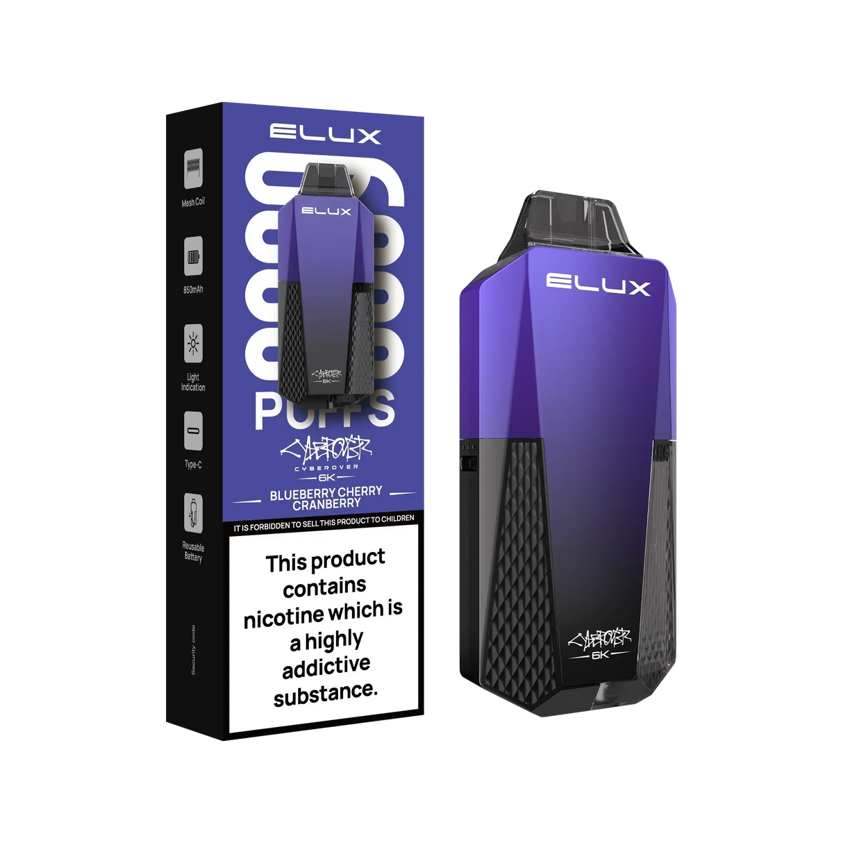 Elux Cyberover 6k Blueberry Cherry Cranberry