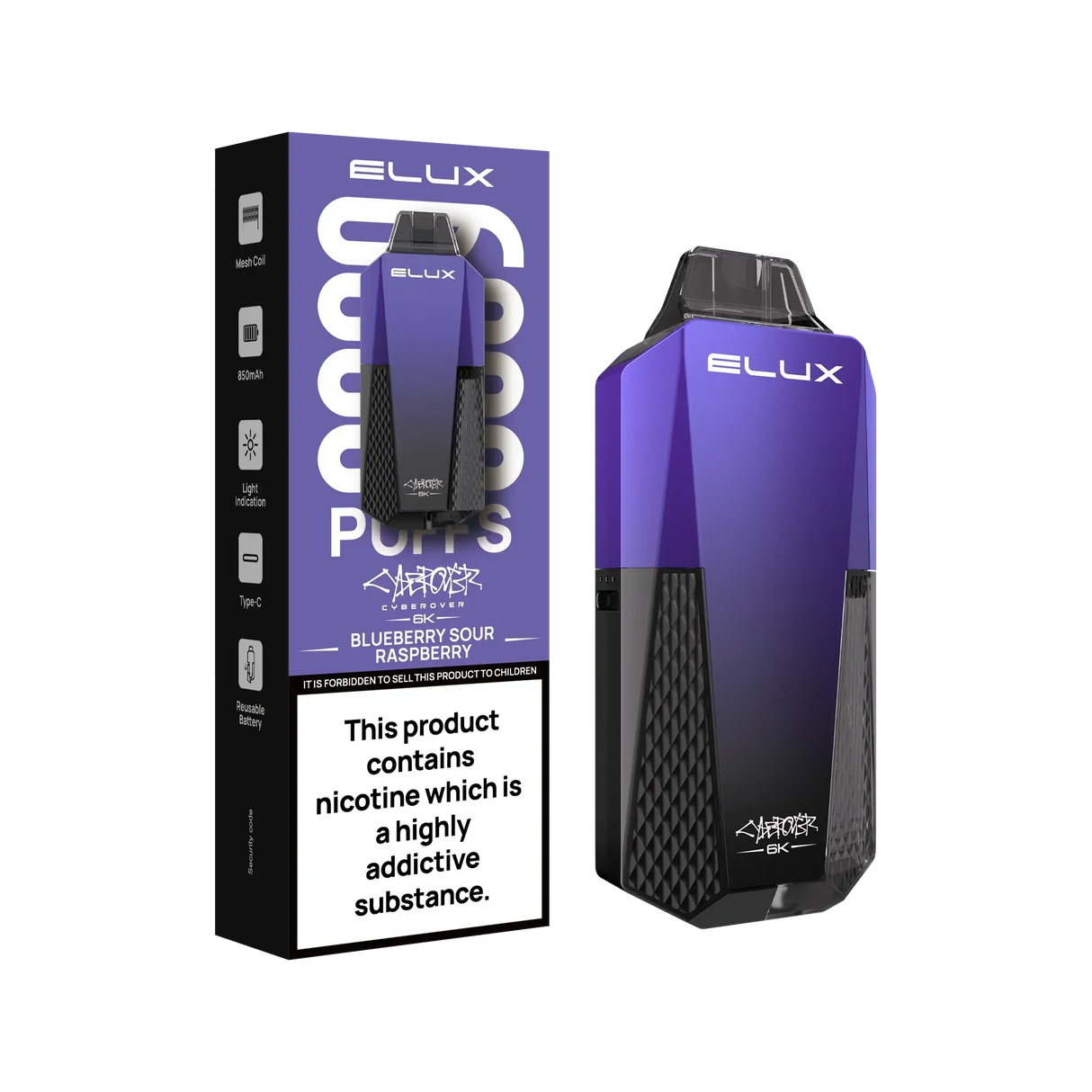Elux Cyberover 6k Blueberry Sour Raspberry