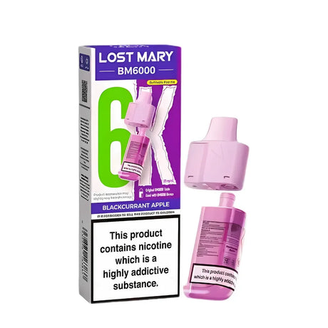 Lost Mary BM6000 pods packaging with Blackcurrant Apple Flavour