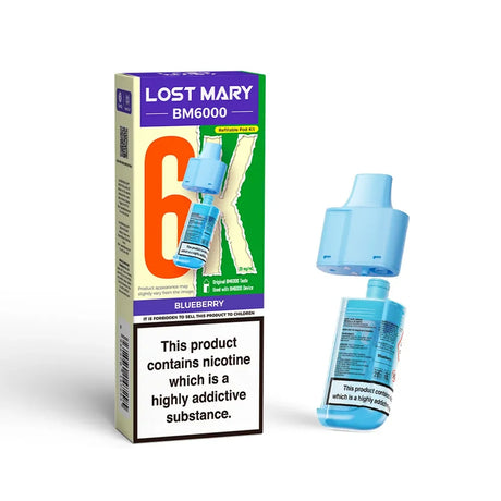 Lost Mary BM6000 pods packaging with Blueberry Flavour