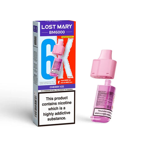 Lost Mary BM6000 pods packaging with Cherry Ice Flavour