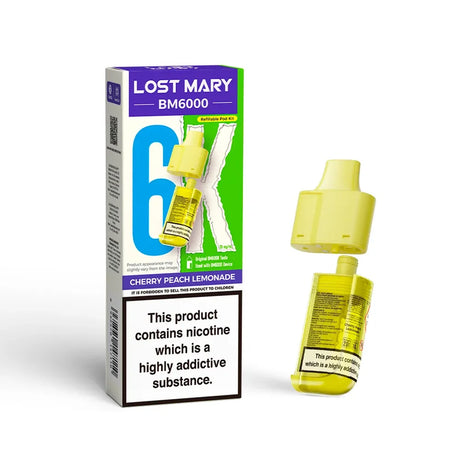 Lost Mary BM6000 pods packaging with Cherry Peach Lemonade Flavour
