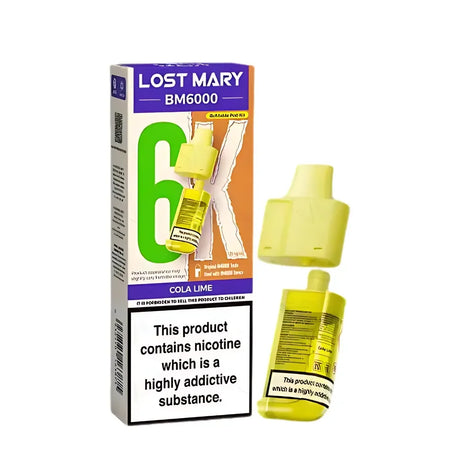 Lost Mary BM6000 pods packaging with Cola Lime Flavour