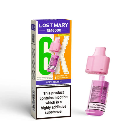 Lost Mary BM6000 pods packaging with Fizzy Cherry Flavour