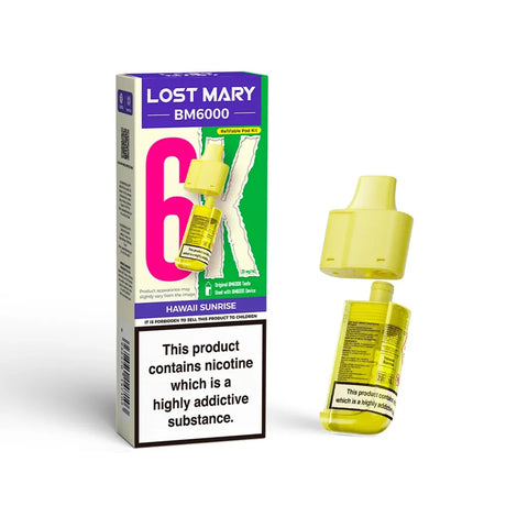 Lost Mary BM6000 pods packaging with Hawaii Sunrise Flavour