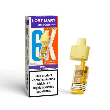 Lost Mary BM6000 pods packaging with Mango Flavour