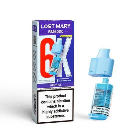 Lost Mary BM6000 pods packaging with Menthol Flavour