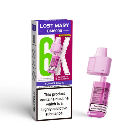 Lost Mary BM6000 pods packaging with Summer Grape Flavour