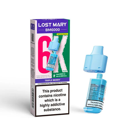 Lost Mary BM6000 pods packaging with Triple Berry Flavour