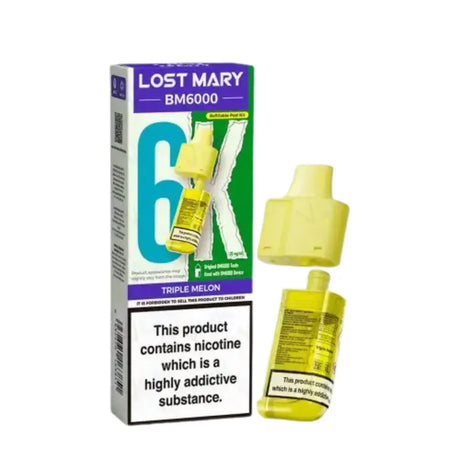 Lost Mary BM6000 pods packaging with Triple Melon Flavour