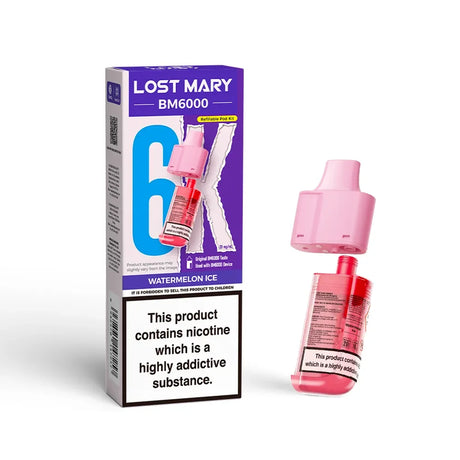Lost Mary BM6000 pods packaging with Watermelon Ice Flavour