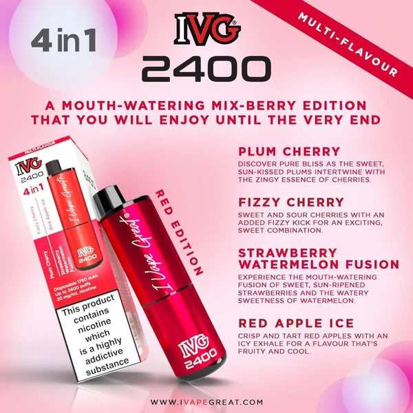 IVG 2400 Red Edition 4 in 1 Disposable Vape